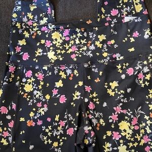Ideology Floral Print Leggings - Black, Pink, Yellow